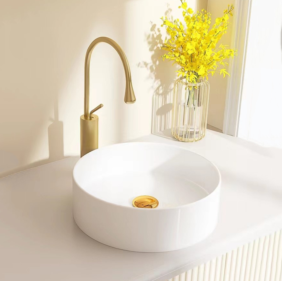 Hurtownia prostej, białej, okrągłej ceramiki łazienkowej nad blatem, umywalką artystyczną, umywalką do domu