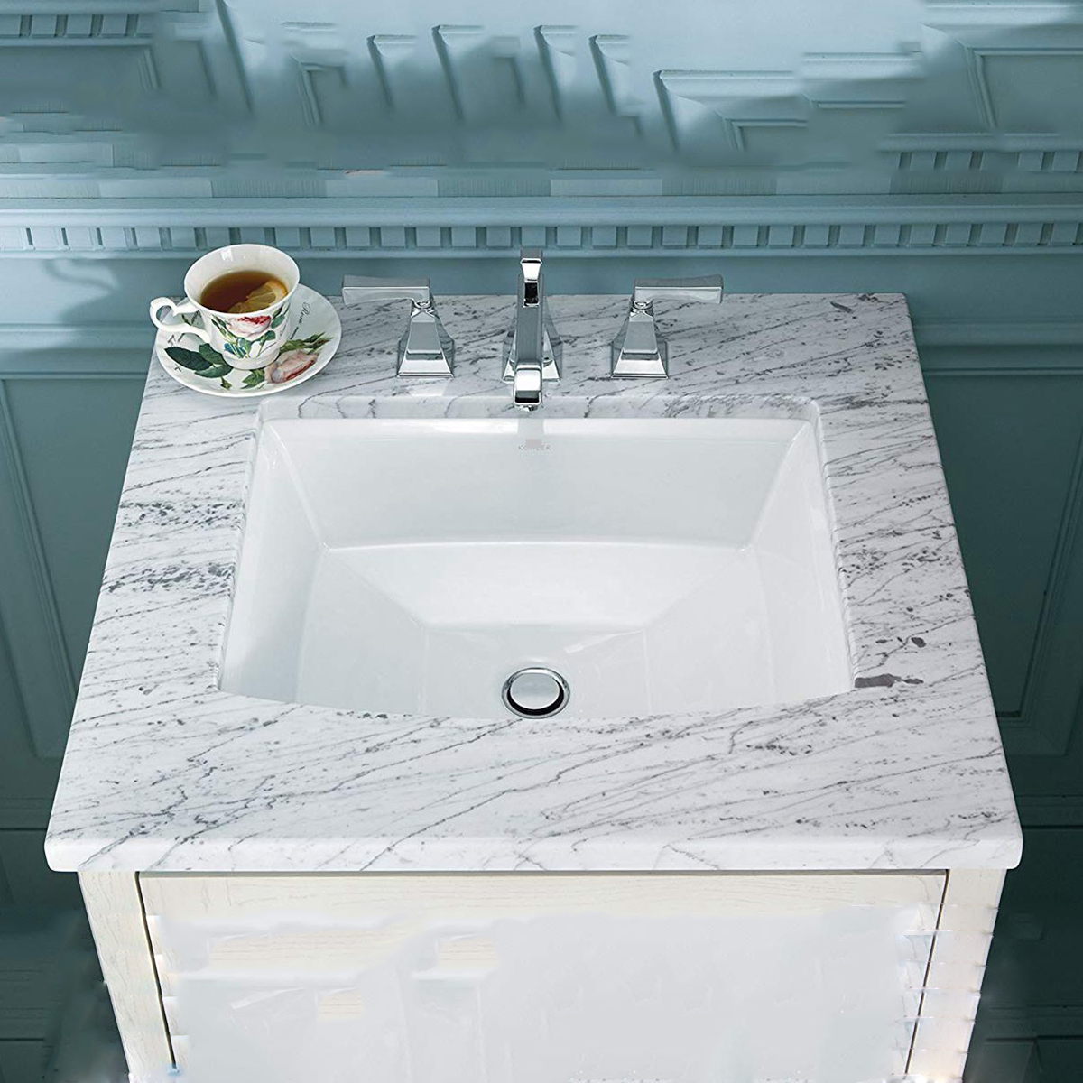Aquacubic Nowoczesny design Biały zlew do użytku domowego Prostokątna łazienka Ceramiczna umywalka do mycia rąk Undermount Umywalki 
