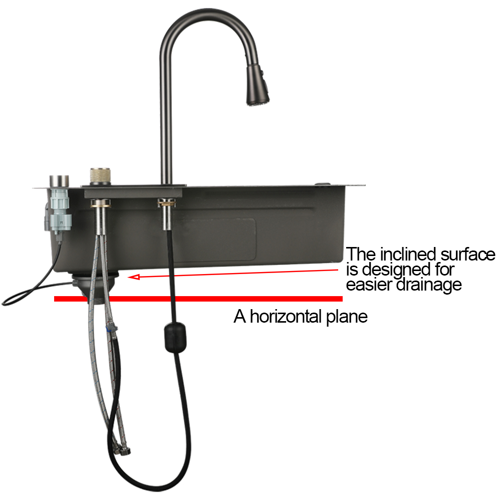 Nowy czarny nanometr Handmade Raindance Sink Anti-Scratch warzywny zlewozmywak powyżej zamontowanego kranu z wodospadem