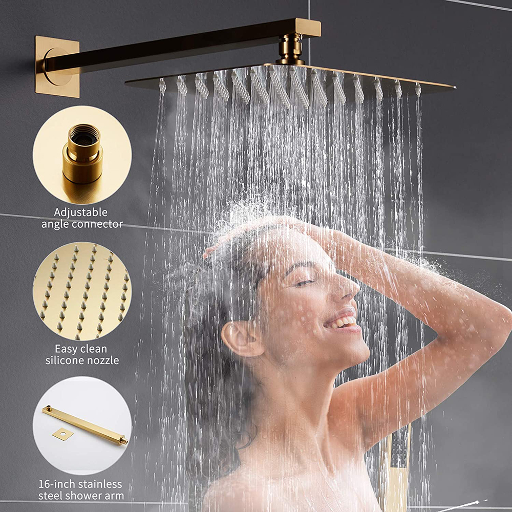 Szczotkowanego złota wanna prysznic kran System łazienka deszczownica zestaw prysznicowy z ręcznym zestawem Combo wylewka do wanny