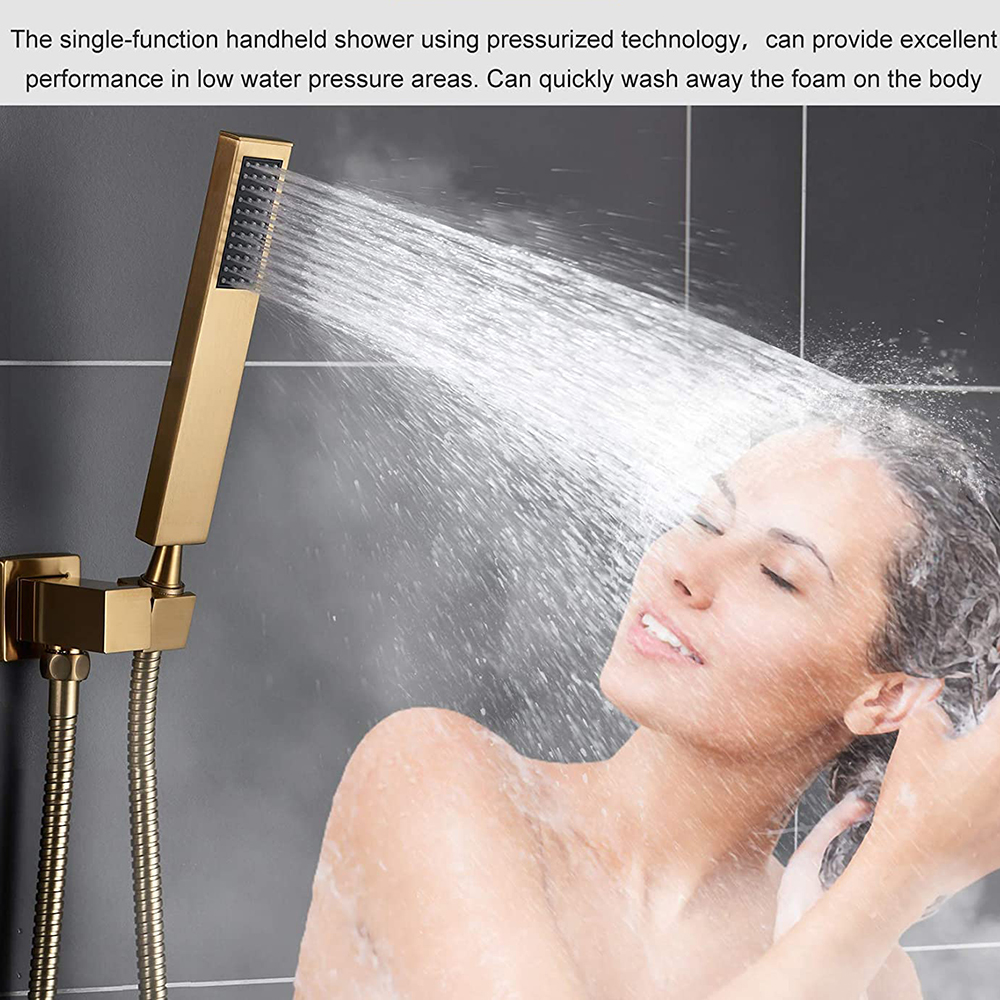 Szczotkowanego złota wanna prysznic kran System łazienka deszczownica zestaw prysznicowy z ręcznym zestawem Combo wylewka do wanny