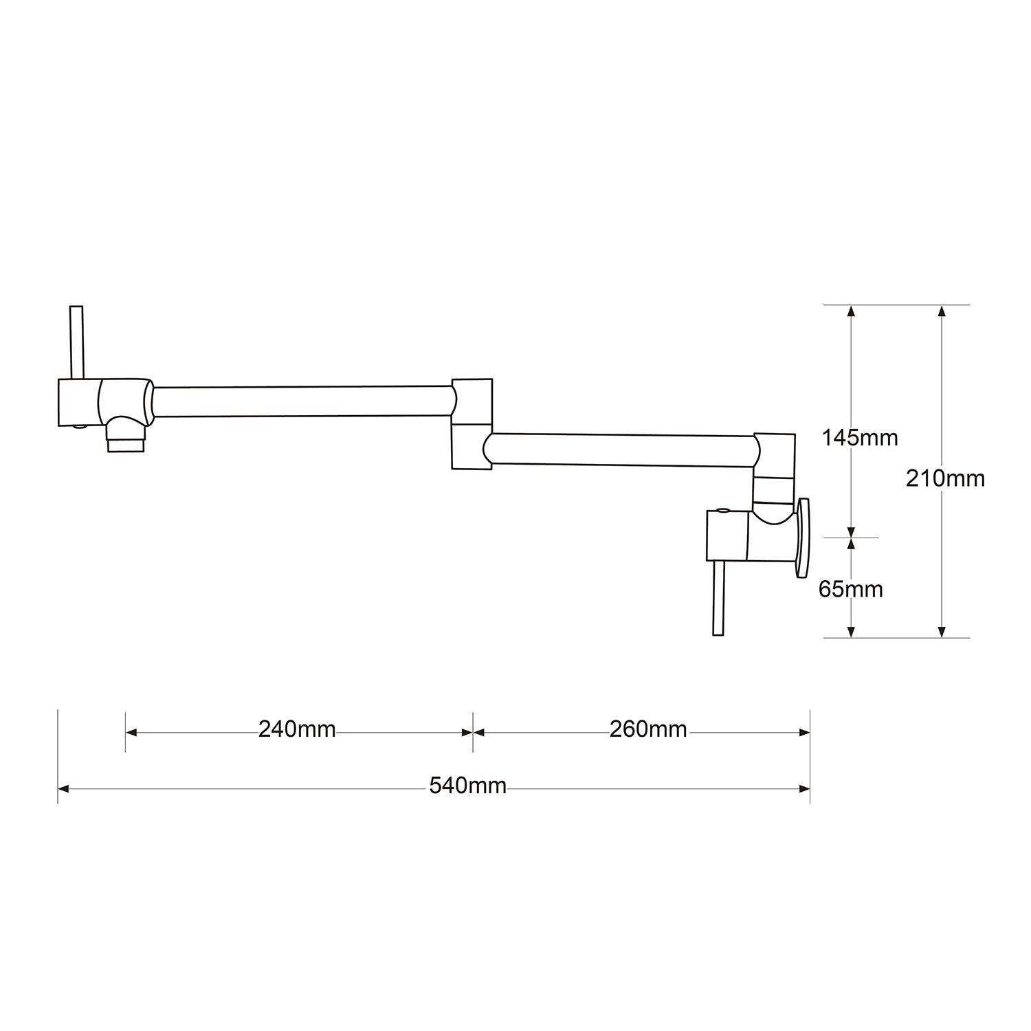 Kitchen Pot Filler Brushed Black ORB Mosiężna składana bateria ścienna z dwoma uchwytami Olej wcierany brąz